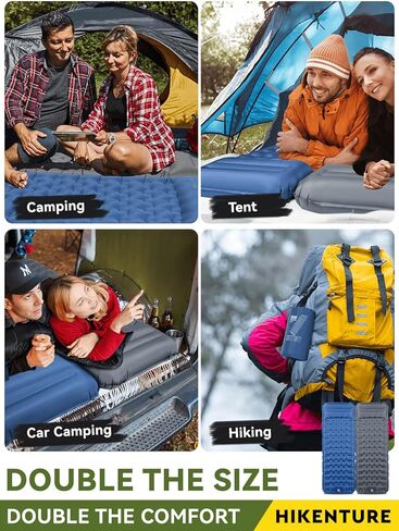 Hikenture Camping Sleeping Pad with Foot Pump, Camping Mattress Ultra-Thick 5.1 Inch, Ergonomic Backpacking Sleeping Mat, Ultralight, Inflatable &Compact Tent Camp Mat in Saudi Arabia