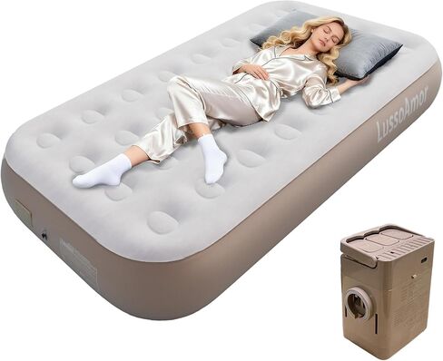 Full Size Air Mattress with Built in Pump, 4000mah Rechargeable for Camping and Indoor, Leak-Proof PVC Soft Anti-Slip Velvet Top,Holds 650lbs Blow Up Portable Bed in Saudi Arabia