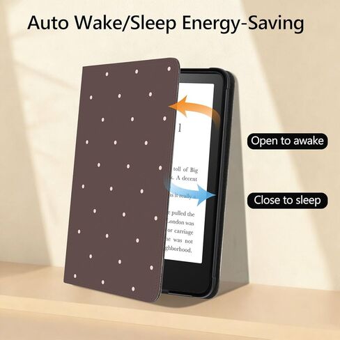 for Basic Kindle 11th Generation Case 6 Inch 2024/2022 Release Cute Polka Dot Brown Classic Vintage Aesthetic Design Soft PU Leather Cover with Auto Sleep Wake, Stand & Hand Strap in Saudi Arabia