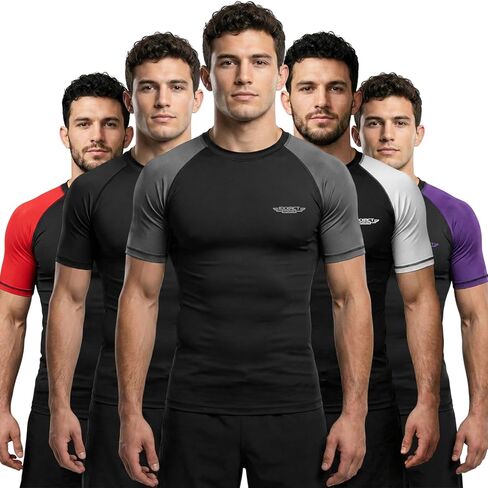قميص ضغط رجالي من Exxact Sports BJJ Rash Guard بأكمام قصيرة، مصنف من IBJJF No Gi Jiu Jitsu لمصارعة الفنون القتالية المختلطة والتدريب in Kuwait