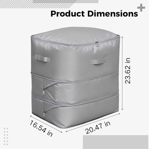 حقيبة تخزين لحاف مقاس 20.5 × 16.5 × 23.6 بوصة، ضغط ذاتي موفر للمساحة، ساتان، رمادي in Saudi Arabia