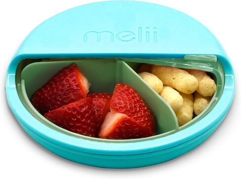 melii Spin Snack Container | 3-Compartment Rotating Snack Box with Sliding Window, BPA-Free, Dishwasher Safe, Portable Snack Container for Kids Ages 3+ (Blue) in Kuwait