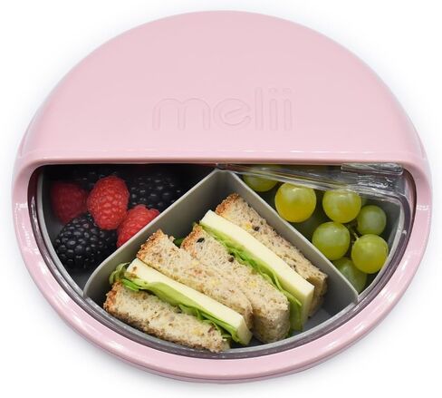 melii Spin Snack Container | 3-Compartment Rotating Snack Box with Sliding Window, BPA-Free, Dishwasher Safe, Portable Snack Container for Kids Ages 3+ (Blue) in Saudi Arabia