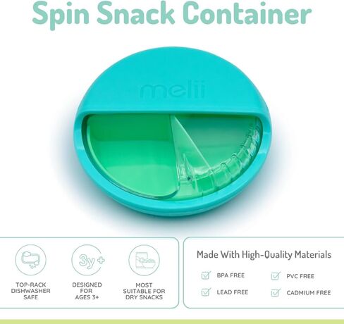 melii Spin Snack Container | 3-Compartment Rotating Snack Box with Sliding Window, BPA-Free, Dishwasher Safe, Portable Snack Container for Kids Ages 3+ (Blue) in Saudi Arabia