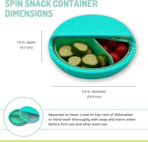 melii Spin Snack Container | 3-Compartment Rotating Snack Box with Sliding Window, BPA-Free, Dishwasher Safe, Portable Snack Container for Kids Ages 3+ (Blue) in Saudi Arabia
