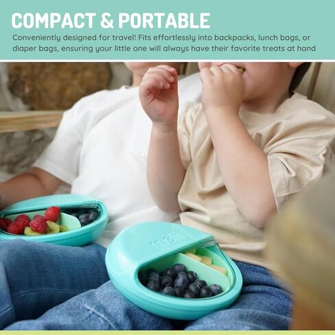 melii Spin Snack Container | 3-Compartment Rotating Snack Box with Sliding Window, BPA-Free, Dishwasher Safe, Portable Snack Container for Kids Ages 3+ (Blue) in Saudi Arabia