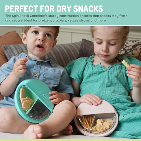 melii Spin Snack Container | 3-Compartment Rotating Snack Box with Sliding Window, BPA-Free, Dishwasher Safe, Portable Snack Container for Kids Ages 3+ (Blue) in Saudi Arabia