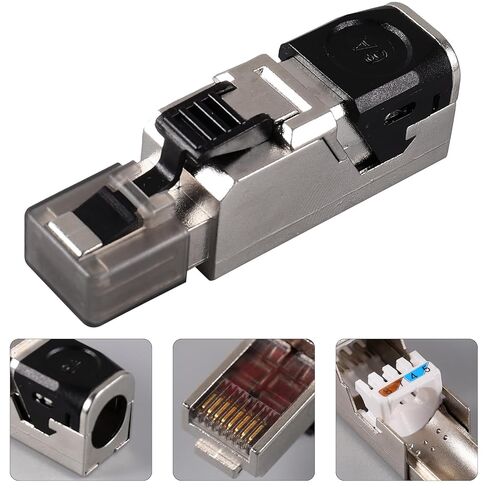 Veemoon Shielded Cat8 Pass Through Rj45 Connector Plug, Tool-Free Modular Ethernet Cable Adapter for High- Gaming and Data Transfer, Compatible with Cat6a/7/8 Cables in Kuwait