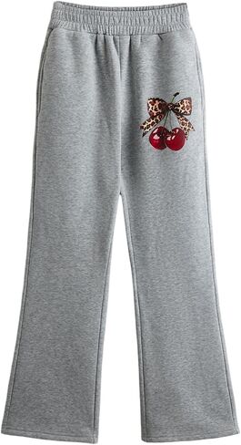 SweatyRocks Girl's Baggy Sweatpants Casual Drawstring Straight Leg Camo Pants in Saudi Arabia