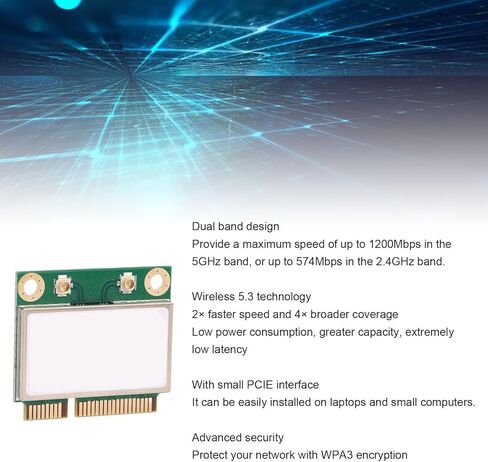 WiFi 6 PCIE Wireless Card, RTL8852BE Chipset 5.3 1800Mbps Dual Band Laptop Network Adapter with 8dbi Antenna, for 10/11 in Saudi Arabia