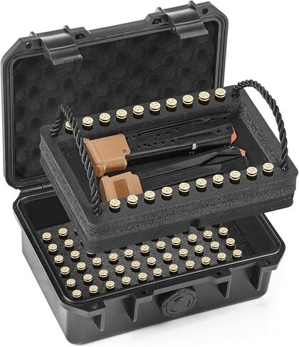 9mm Ammo Case, Compatible with Magazines, Compact Waterproof Lockable Ammo Storage Case for Ammunition, Portable and Durable 9mm Ammo Box, Suitable for Travel,Home and Range Use in Saudi Arabia