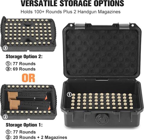 9mm Ammo Case, Compatible with Magazines, Compact Waterproof Lockable Ammo Storage Case for Ammunition, Portable and Durable 9mm Ammo Box, Suitable for Travel,Home and Range Use in Saudi Arabia
