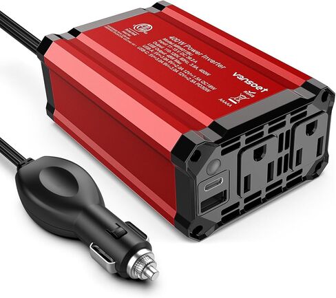 400W CAR POWERNERTER DC 12V إلى 110V AC العاكس مع PD 30W/15W+2*USB منافذ و 2 منافذ التيار المتردد لجهاز الكمبيوتر المحمول/الهاتف/الطريق in Kuwait