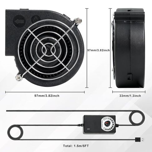 KUNRISE BBQ 97mm × 33mm Blower Fan, High Airflow 110V 120V Variable Speed Centrifugal Fan with AC Plug for Camping, Charcoal Ignition, Outdoor Cooking, Fireplace, Bellows or Wood Stove in Saudi Arabia