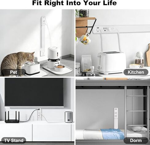 Electrical Outlet Extender Stick with Telescopic 22"-34" Extension & 180° Swivel, 2 AC Outlets & 3 USB Ports (1 USB-C/2 USB-A), for Hard-to-Reach Outlets Behind Furniture Bed Desk Sofa Nightstands in Saudi Arabia