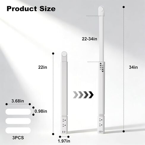 Electrical Outlet Extender Stick with Telescopic 22"-34" Extension & 180° Swivel, 2 AC Outlets & 3 USB Ports (1 USB-C/2 USB-A), for Hard-to-Reach Outlets Behind Furniture Bed Desk Sofa Nightstands in Saudi Arabia
