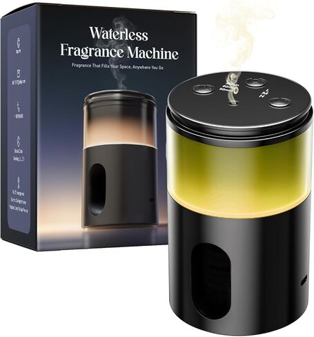 Waterless Essential Oil Diffuser: Battery Mini Scent Diffusers for Home&Car with 8 Color LED Night Light - Cool Mist Aroma Machine Obsidian Black in Saudi Arabia