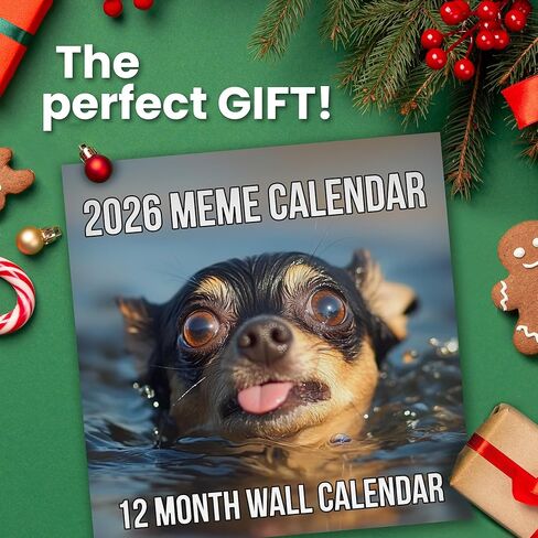 2026 تقويم الحائط الميمات | 12 شهرًا من الميمات/النكات المضحكة التي ستجعلك تضحك طوال العام، هدية مضحكة على شكل فيل أبيض له أو لها، امنحهم شيئًا سيجعلهم يبتسمون in Kuwait