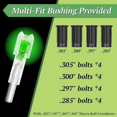 4PCS Lighted Nocks Universal Fit for Crossbow Bolts with .285"/.297"/.300"/.305" Bushings, High-Visibility LED Arrow Nocks, ON/Off Switch Included in Saudi Arabia