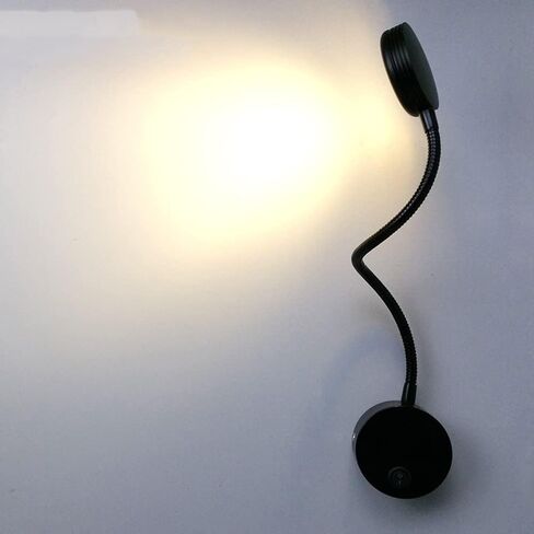 Flexible Gooseneck LED Wall Reading Light, 5W Wall Mounted Bedside Lamp Warm White 3000K with Switch for Bedroom Study Room Office Workbench Hotel, Black in Saudi Arabia