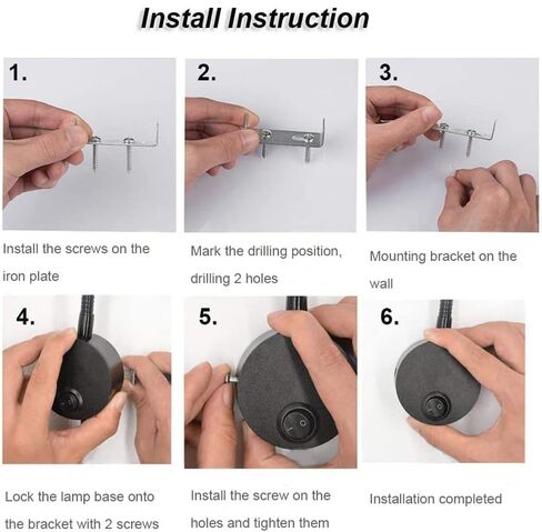 Flexible Gooseneck LED Wall Reading Light, 5W Wall Mounted Bedside Lamp Warm White 3000K with Switch for Bedroom Study Room Office Workbench Hotel, Black in Saudi Arabia