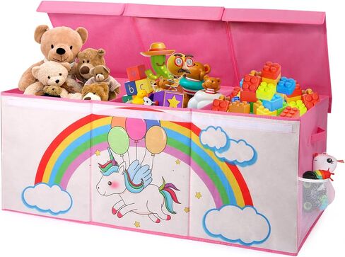 Extra Large Toy Box with Lid, Collapsible Toy Chest for Kids Boys Girls, Toy Storage Organizer with Dividers, 40"x16"x16" Storage Bin Box for Playroom, Nursery, Bedroom in Saudi Arabia