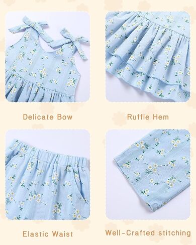 SANMIO Toddler Baby Girl Clothes Floral Summer Outfits Ruffle Sleeveless Tops with Wide Leg Pants Clothing Set for 1-5T in Saudi Arabia