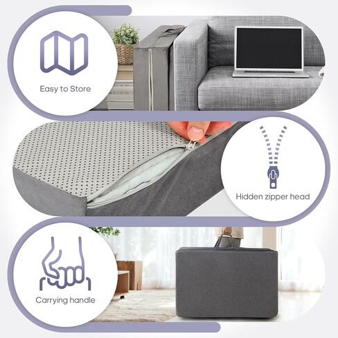 Tri-fold Memory Foam Mattress,Handle & Non-Slip Bottom, 4 inch Single Folding Mattress with Washable Covers, Travel Camping and Yoga Mat,75" x 38" x 4" in Kuwait