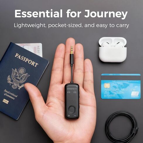 Bluetooth 5.3 Audio Transmitter with Qualcomm aptX Adaptive, Dual Device Support, 35Hr Battery Life, 3.5mm AUX for Travel, Flight, Gym in Saudi Arabia