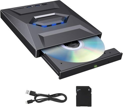 External CD DVD, 5 in1 USB 3.0 Portable CD/DVD Player Burner Reader Writer Disk Duplicator Compatible with Laptop Desktop PC in Kuwait
