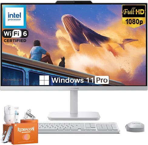 كمبيوتر مكتبي Lenovo A100 الكل في واحد 2026، شاشة IPS FHD 1080P مقاس 23.8 بوصة، معالج Intel N100، ذاكرة الوصول العشوائي 16 جيجابايت، SSD 512 جيجابايت، رسومات Intel UHD، كاميرا ويب عالية الدقة، Wi-Fi 6، 4 منافذ USB، Win 11 Pro، مع الملحقات in Kuwait