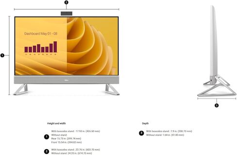 كمبيوتر مكتبي Dell 27 Business AIO مقاس 27 بوصة شاشة لمس FHD (99% sRGB) Intel 10-core Core 7 150U (Beats i7-1355U) ذاكرة الوصول العشوائي 32 جيجابايت 1 تيرابايت SSD GeForce MX570A USB-C Pop-up 5MP كاميرا تعمل بالأشعة تحت الحمراء Wi-Fi 6E Win11Pro in Kuwait
