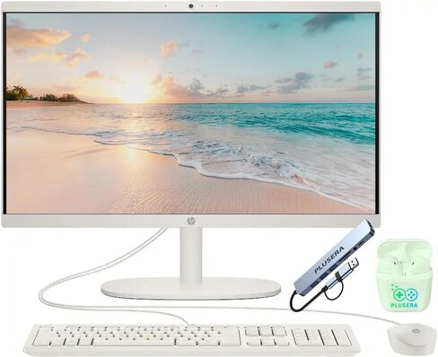 كمبيوتر مكتبي HP الكل في واحد مقاس 21.5 بوصة، معالج Intel N100 رباعي النواة، نظام التشغيل Windows 11 و8 في 1، لوحة مفاتيح وماوس متضمن، أبيض (أبيض، ذاكرة وصول عشوائي 16 جيجابايت | تخزين 640 جيجابايت) in Kuwait