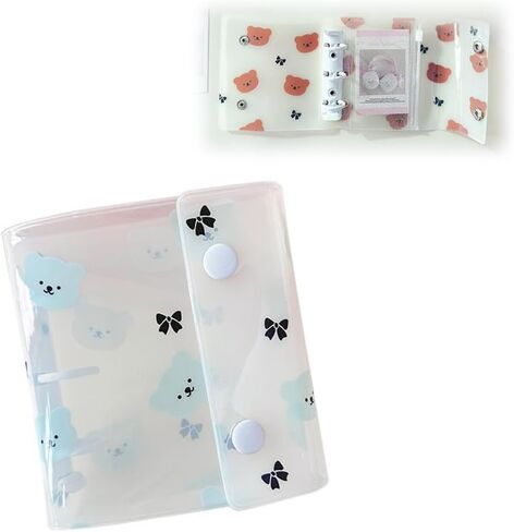 Mini cute bear Photo Album,Travelers Notebook Cover,Loose Leaf Refillable,3-Rings Transparent Photocard,Storage Binder Bookfor Picture Cards Storage,for Teen Women Home School Travel Road Trip Holiday in Saudi Arabia