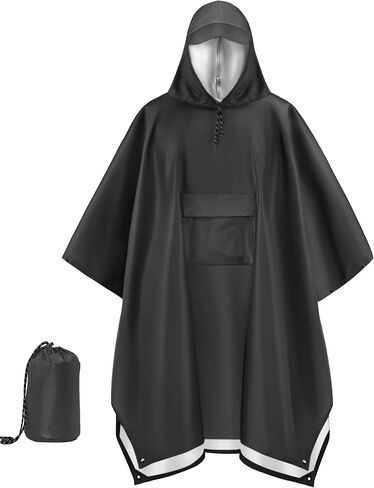 COOFANDY Rain Poncho for Adults with Hood Pockets Reusable Waterproof Packable Rain Coat Jacket Travel Hiking Emergency in Saudi Arabia
