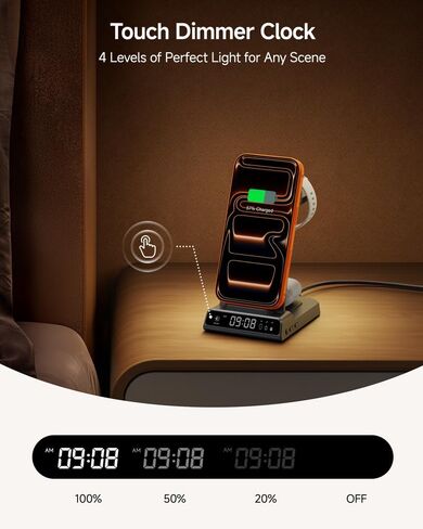 شاحن لساعة جارمين، محطة شحن لاسلكية 3 في 1 لـ Vivoactive/Venu/Forerunner/Instinct/Fenix/Epix، حامل شاحن لهاتف Samsung S25/S24، لهاتف iPhone، لـ AirPods، لـ Galaxy Buds3 (بدون محول) in Saudi Arabia