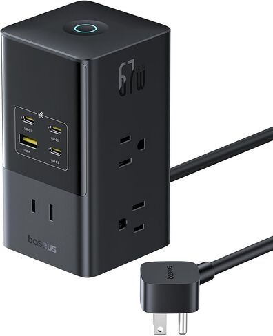 محطة شحن Baseus بقدرة 67 وات، شاحن سطح المكتب 10 في 1 USB-C PD للشحن السريع مع حماية من زيادة التيار 1200J، سلك تمديد 5 أقدام، 6 تيار متردد، 3 USBC، 1 منافذ USBA لأجهزة iPhone 16/15، MacBook، الكمبيوتر اللوحي، سطح المكتب in Saudi Arabia