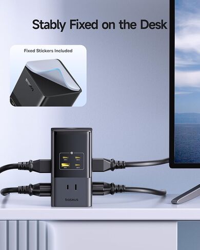 محطة شحن Baseus بقدرة 67 وات، شاحن سطح المكتب 10 في 1 USB-C PD للشحن السريع مع حماية من زيادة التيار 1200J، سلك تمديد 5 أقدام، 6 تيار متردد، 3 USBC، 1 منافذ USBA لأجهزة iPhone 16/15، MacBook، الكمبيوتر اللوحي، سطح المكتب in Saudi Arabia
