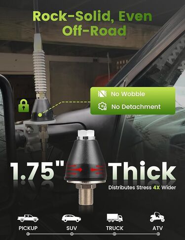 Anina Gum Drop CB Antenna Stud - 3/8''x24 Thread SO-239 Connector Compatible with Wilson Firestik 102" Whip Roof/Surface Mount Heavy Duty Antenna Base for Truck Jeep RV SUV in Saudi Arabia