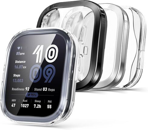 4 عبوات لحافظة حماية الشاشة Amazfit Bip 6، مادة TPU المرنة الناعمة [ليست زجاجية] غطاء حماية كامل مقاوم للصدمات وملمس ناعم ومضاد للخدش لملحقات Amazfit Bip 6، شفاف/أسود/فضي/شفاف in Kuwait