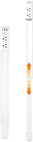 عصا تمديد المخرج 22 بوصة - 34 بوصة مع 2 منافذ تيار متردد ومنافذ USB-A ومنافذ USB-C ومقبس توصيل جداري دوار 180 درجة للوصول إلى موسع سلك تمديد يصعب الوصول إليه خلف منضدة، أريكة (عبوة واحدة) in Saudi Arabia