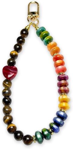 Nature Crystal Beaded Phone Charm - Handmade Phone Wrist Strap Lanyard for Women - Key Chain in Saudi Arabia
