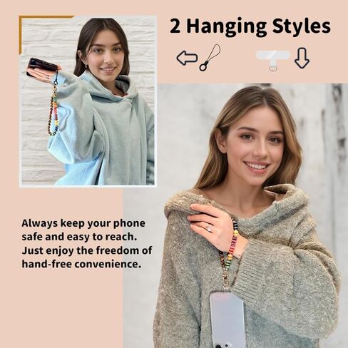 Nature Crystal Beaded Phone Charm - Handmade Phone Wrist Strap Lanyard for Women - Key Chain in Saudi Arabia