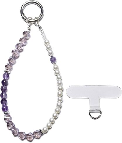 Nature Crystal Beaded Phone Charm - Handmade Phone Wrist Strap Lanyard for Women - Key Chain in Saudi Arabia