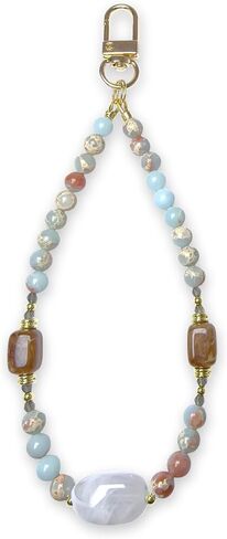 Nature Crystal Beaded Phone Charm - Handmade Phone Wrist Strap Lanyard for Women - Key Chain in Saudi Arabia