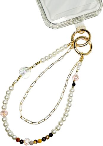 Nature Crystal Beaded Phone Charm - Handmade Phone Wrist Strap Lanyard for Women - Key Chain in Saudi Arabia