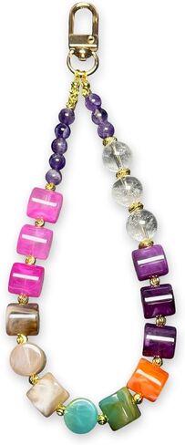 Nature Crystal Beaded Phone Charm - Handmade Phone Wrist Strap Lanyard for Women - Key Chain in Saudi Arabia