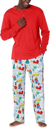 Bed Head PJs Mens Long Sleeve Henley Pajama Top & Jogger Pants Set - Soft Organic Cotton - Sleepwear & Loungewear PJ Sets in Saudi Arabia