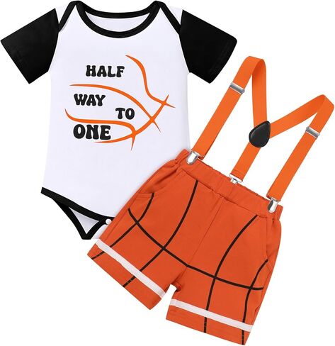 Half Birthday Outfit Baby Boy Football/Basketball/Baseball/Soccer Outfit in Kuwait