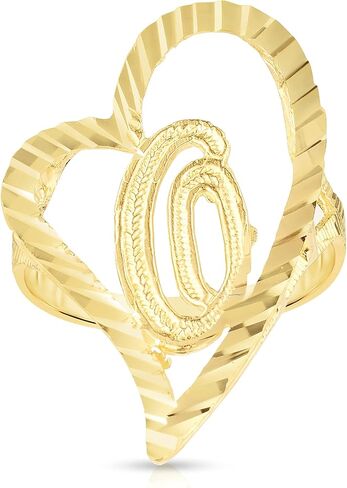 Floreo 10k Yellow Gold Cursive Initial and Heart Ring in Kuwait
